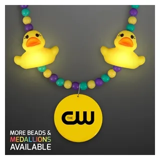 Light Up Rubber Ducky Beads Necklace with Yellow Medallion