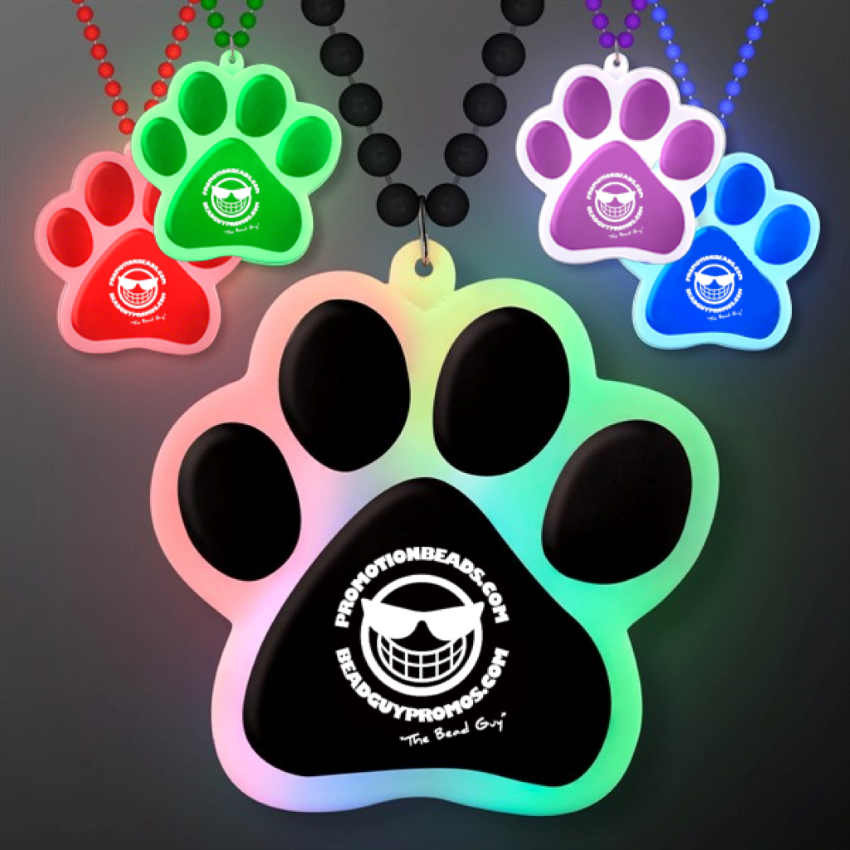 LED Paw Print Medallion 33 inch Mardi Gras Bead